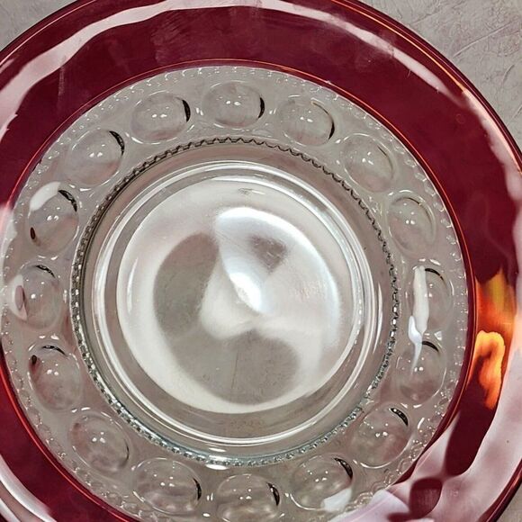 2 King's Crown 8.25" D Cranberry  Flashed Plates by Tiffin-Franciscan - Picture 4 of 6